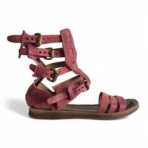 A.S.98 Leather Strappy Buckle Mid-Calf Boho Sandals Size EU 36 / 5.5-6